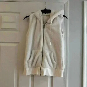 Roxy Women's XS White Sleeveless Hooded Zip-Up Vest Casual Jacket